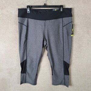 Xersion Pants Womens XL Gray Black Performance Fit Capri Leggings Athletic NEW